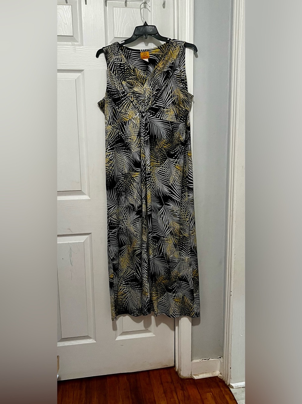 Ruby Rd. Black and Yellow Leaf Pattern Dress
